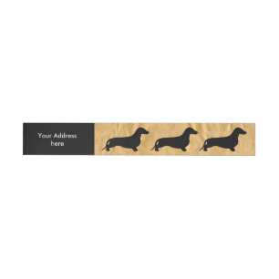 Dachshund silhouette black + jouw ideeën adreslabel wikkel