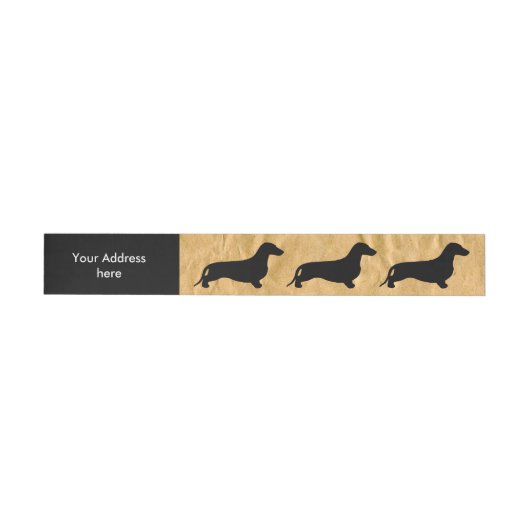 Dachshund silhouette black + jouw ideeën adreslabel wikkel (Individueel)
