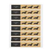 Dachshund silhouette black + jouw ideeën adreslabel wikkel (Vel)