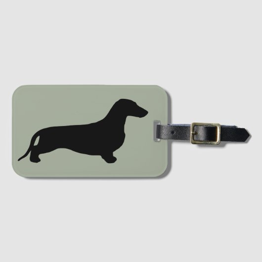 Dachshund silhouette black + jouw ideeën bagagelabel (Voorkant (horizontaal))
