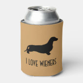 Dachshund silhouette black + jouw ideeën blikjeskoeler (Blikje Voorkant)