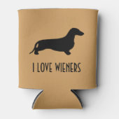 Dachshund silhouette black + jouw ideeën blikjeskoeler (Voorkant)