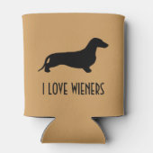 Dachshund silhouette black + jouw ideeën blikjeskoeler (Achterkant)