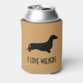 Dachshund silhouette black + jouw ideeën blikjeskoeler (Blikje Achterkant)