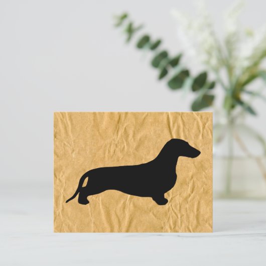 Dachshund silhouette black + jouw ideeën briefkaart (Staand voorkant)