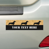 Dachshund silhouette black + jouw ideeën bumpersticker (Op auto)