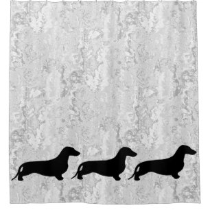 Dachshund silhouette black + jouw ideeën douchegordijn