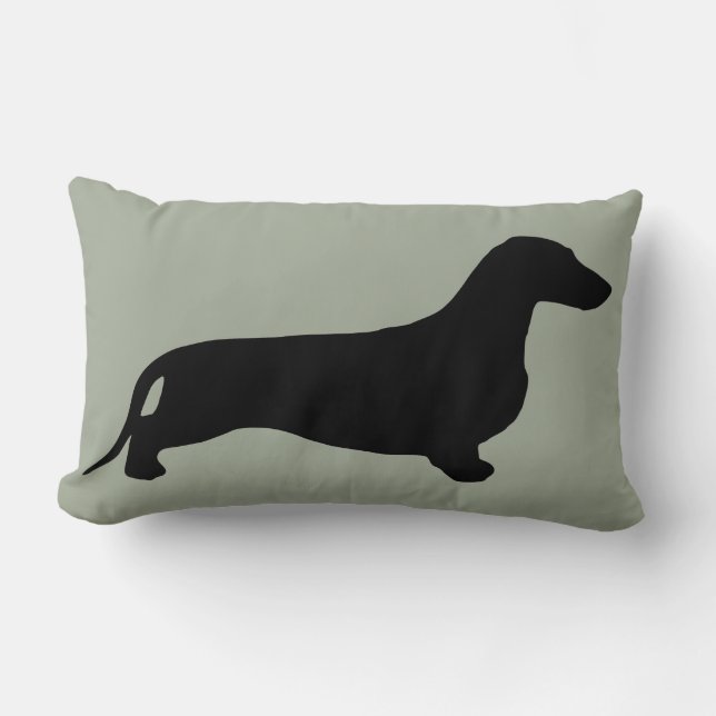 Dachshund silhouette black + jouw ideeën kussen (Voorkant)