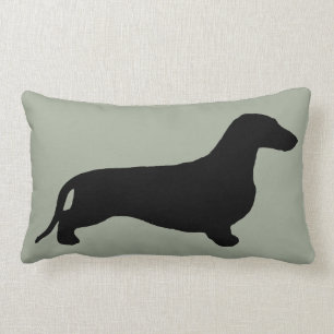 Dachshund silhouette black + jouw ideeën kussen