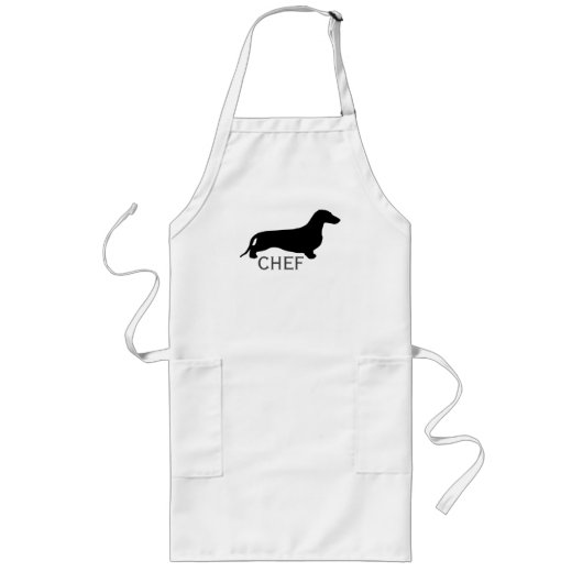 Dachshund silhouette black + jouw ideeën lang schort (Voorkant)