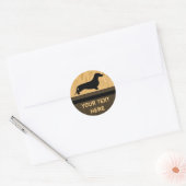 Dachshund silhouette black + jouw ideeën ronde sticker (Envelop)
