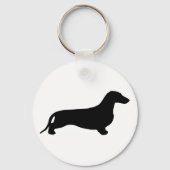 Dachshund silhouette black + jouw ideeën sleutelhanger (Voorkant)