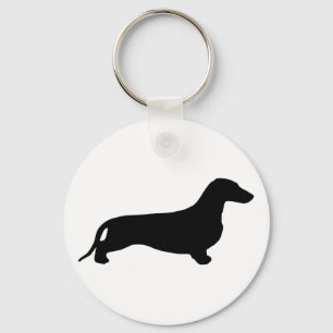Dachshund silhouette black + jouw ideeën sleutelhanger
