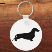 Dachshund silhouette black + jouw ideeën sleutelhanger (Voorkant)
