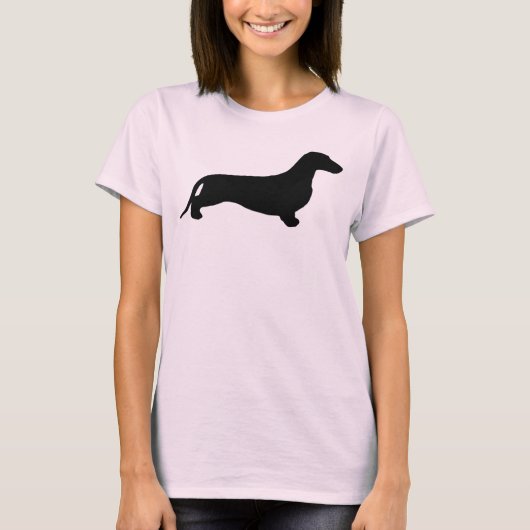 Dachshund silhouette black + jouw ideeën t-shirt (Voorkant)