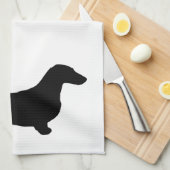 Dachshund silhouette black + jouw ideeën theedoek (Quarter Fold)