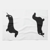 Dachshund silhouette black + jouw ideeën theedoek (Horizontaal)