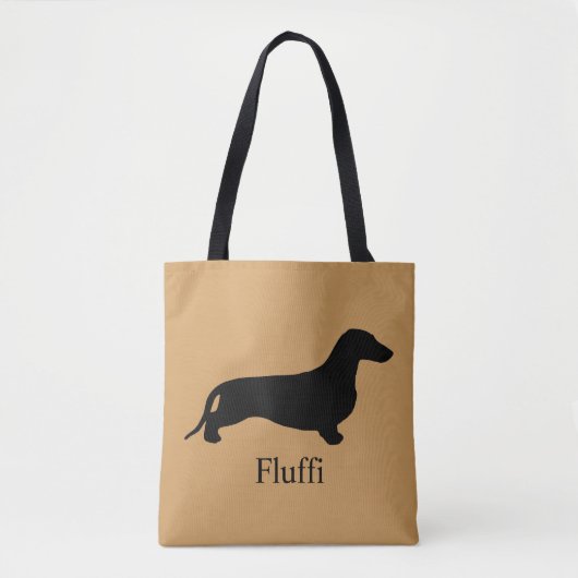 Dachshund silhouette black + jouw ideeën tote bag (Voorkant)