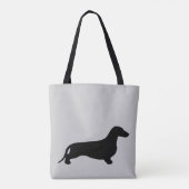 Dachshund silhouette black + jouw ideeën tote bag (Achterkant)