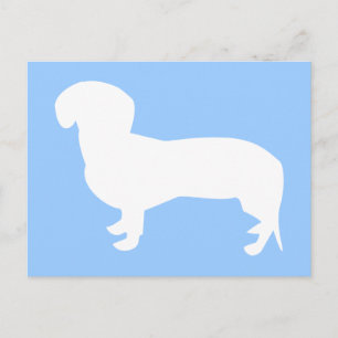 Dachshund Silhouette Blue Briefkaart