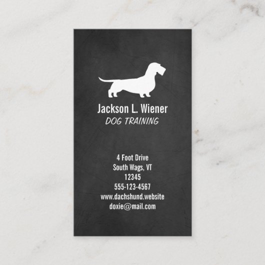 Dachshund Silhouette Chalkboard Style met wirehaed Visitekaartje (Voorkant)