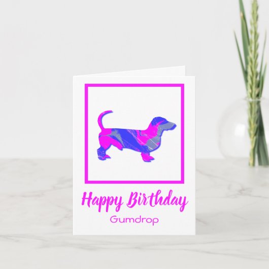 Dachshund Silhouette Dog Funny Birthday Kaart (Voorkant)