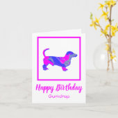 Dachshund Silhouette Dog Funny Birthday Kaart (Gele Bloem)