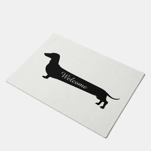 Dachshund silhouette doormat deurmat (Schuin)