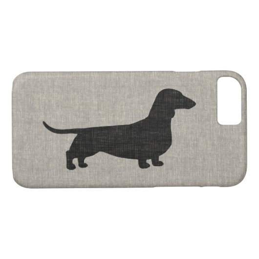 Dachshund Silhouette Faux Linen Style Case-Mate iPhone Case (Achterkant (Horizontaal))