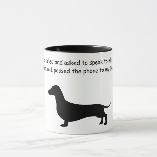 Dachshund Silhouette Funny Coffee Mok (Midden)
