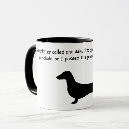 Dachshund Silhouette Funny Coffee Mok (Voorkant links)