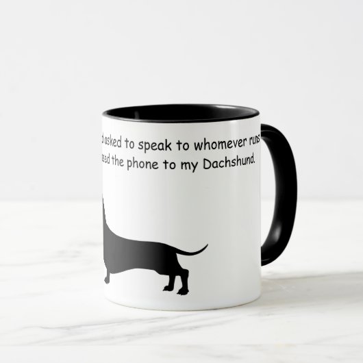 Dachshund Silhouette Funny Coffee Mok (Voorkant rechts)