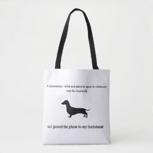 Dachshund Silhouette Grappig Tote Bag