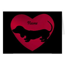 Dachshund Silhouette in Red Heart