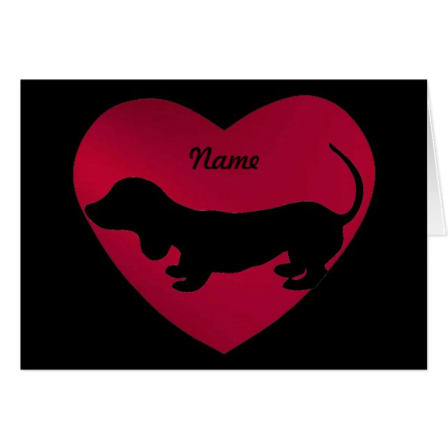 Dachshund Silhouette in Red Heart (Voorkant Horizontaal)