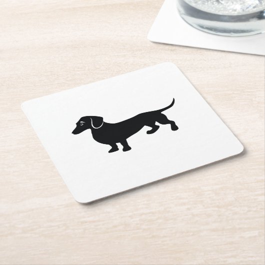 Dachshund Silhouette Kartonnen Onderzetters (Schuin)