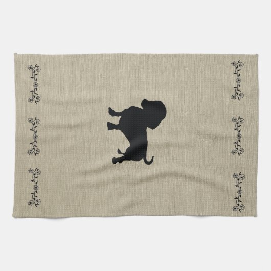 Dachshund Silhouette Kitchen Towel Theedoek (Horizontaal)