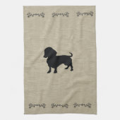 Dachshund Silhouette Kitchen Towel Theedoek (Verticaal)