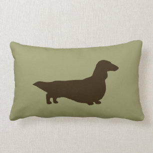 Dachshund Silhouette (Long Haire Dachsie) Kussen