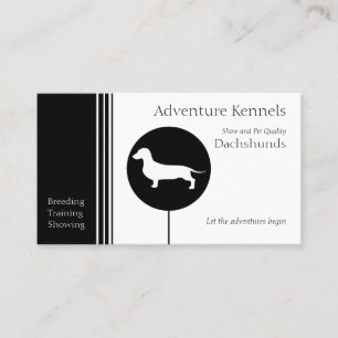 Dachshund Silhouette Modern Black White Visitekaartje