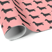 Dachshund Silhouette op elk kleurenpapier Cadeaupapier (Rol Hoek)