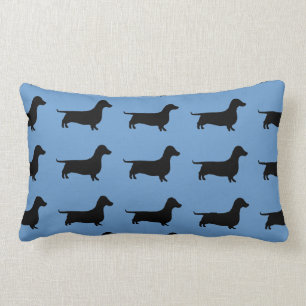Dachshund Silhouette op Steel Blue of elke kleur. Kussen