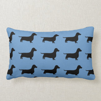 Dachshund Silhouette op Steel Blue of elke kleur. Kussen