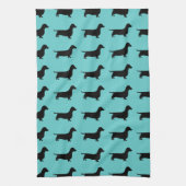 Dachshund Silhouette over Aqua Background Theedoek (Verticaal)