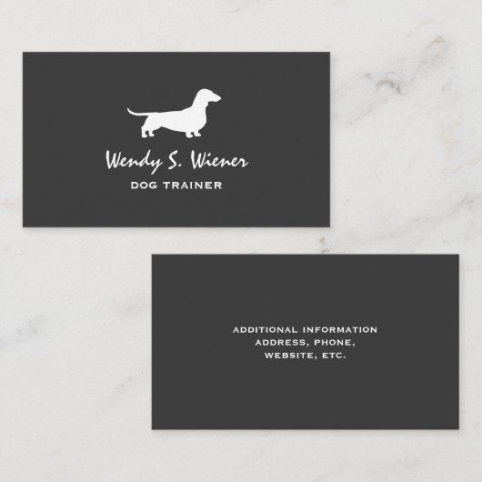 Dachshund Silhouette Pet Wiener Dog Gray and White Visitekaartje (Voorkant / Achterkant)