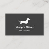 Dachshund Silhouette Pet Wiener Dog Gray and White Visitekaartje (Voorkant)