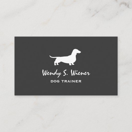 Dachshund Silhouette Pet Wiener Dog Gray and White Visitekaartje (Voorkant)