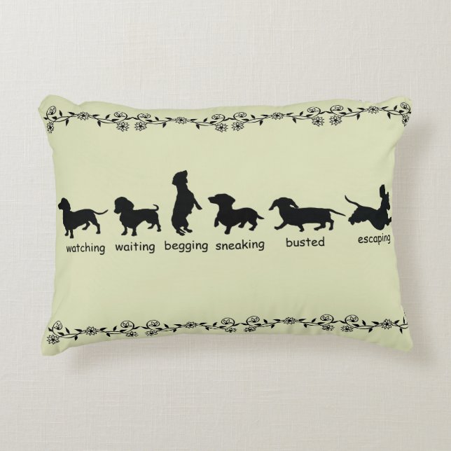Dachshund Silhouette Pillow Accent Kussen (Voorkant)