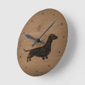 Dachshund Silhouette Rustic Style Ronde Klok (Hoek)