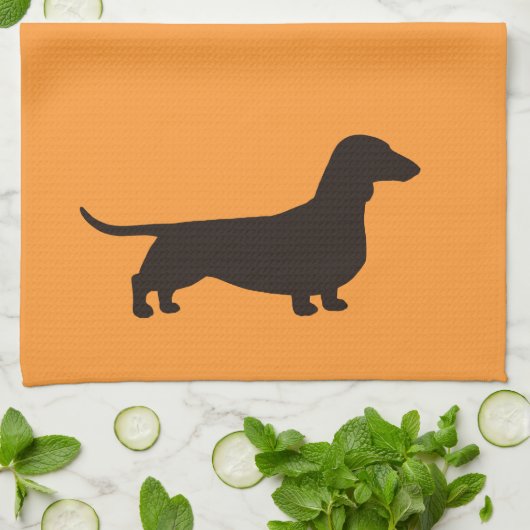 Dachshund Silhouette Short Hazard Wiener Dog Cute Theedoek (Gevouwen)